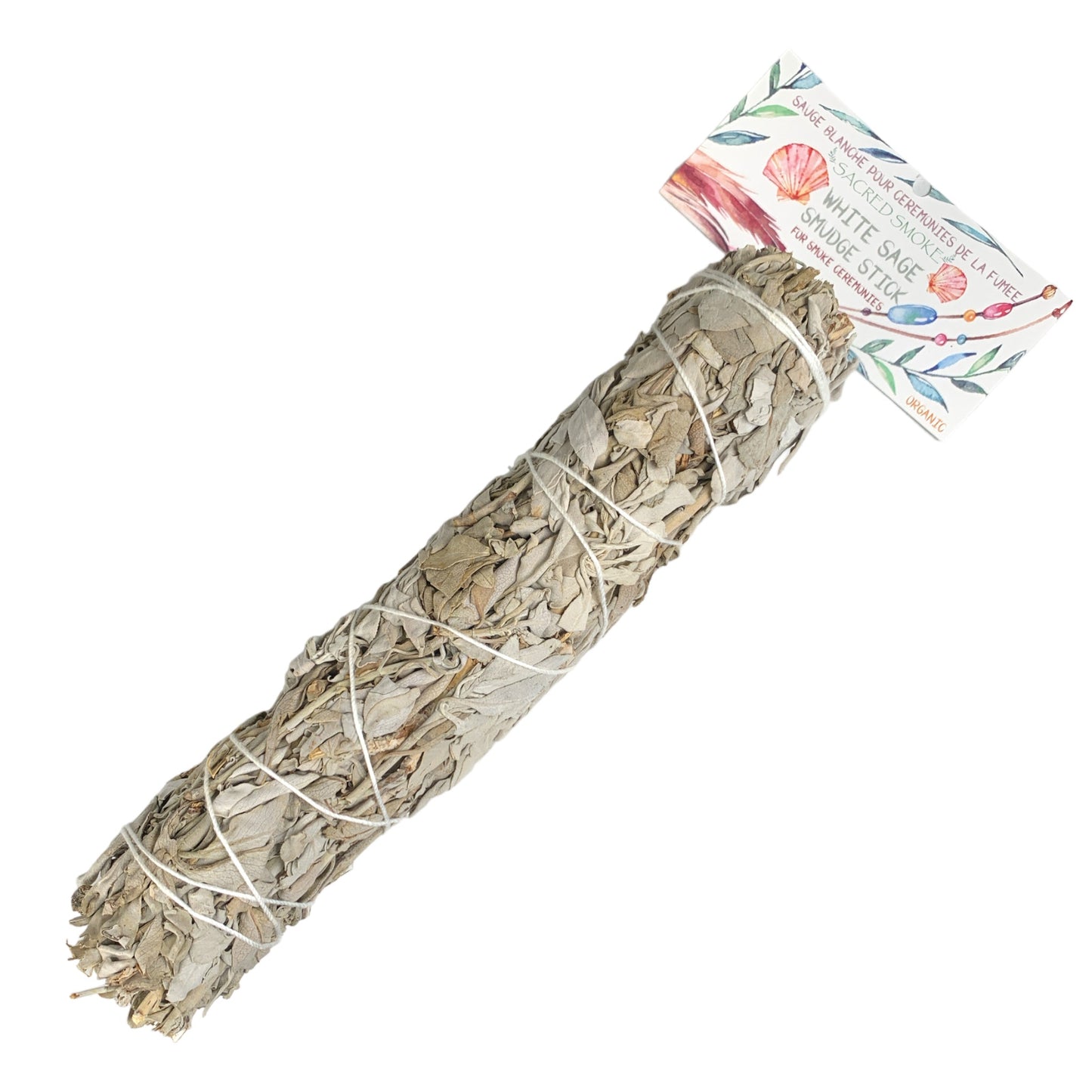 WHITE SAGE 8 - 9 inch Smudge Stick With Header