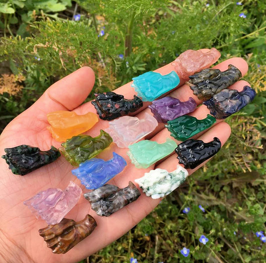 Baby DRAGON Heads - Assorted Stones - 25 x 12 x 13mm - Price Each - Carved in China - NEW722