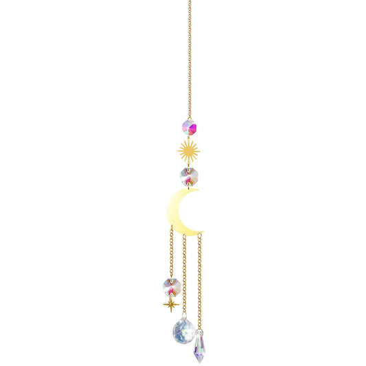 K9 Aura Crystal Hanger Crescent Moon Full Moon Star Brass Color - Long inch - China - NEW911