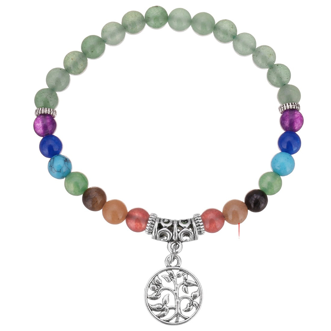 Green Aventurine Chakra Bracelet with Tree of Life Charm - 6mm - NEW523