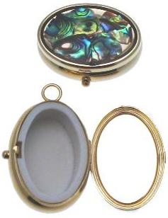 PILL BOX - OVAL SHAPE WITH INLAID PAUA SHELL